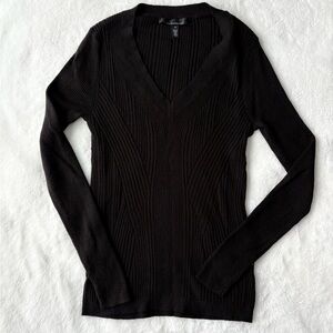 White House Black Market Black Cashmere Blend V-Neck Sweater